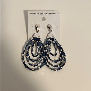 White House Black Market Navy and Silver Beaded Earrings